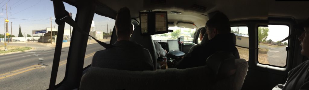 inside of a storm chasing van iphone panorama