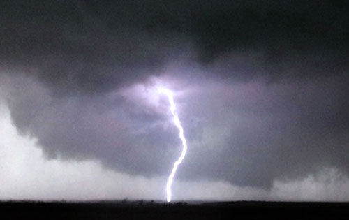 lightning and funnel cloud