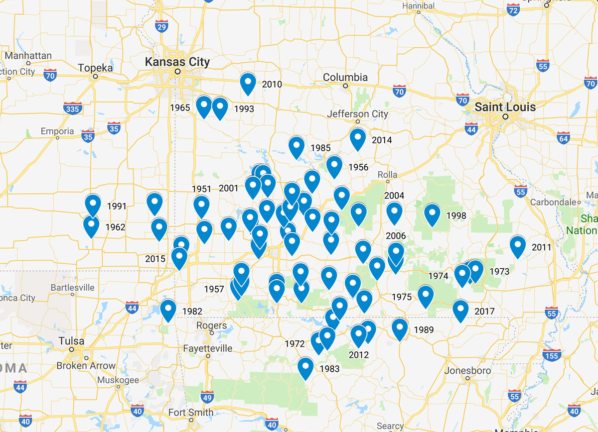 geometrical tornado center map usa