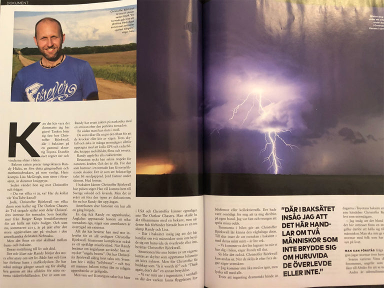 artikel i cafe om storm chasing